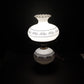 White Blue Floral Milk Glass Hurricane Lamp 22.5" 3-Way Light & Night Light Vtg