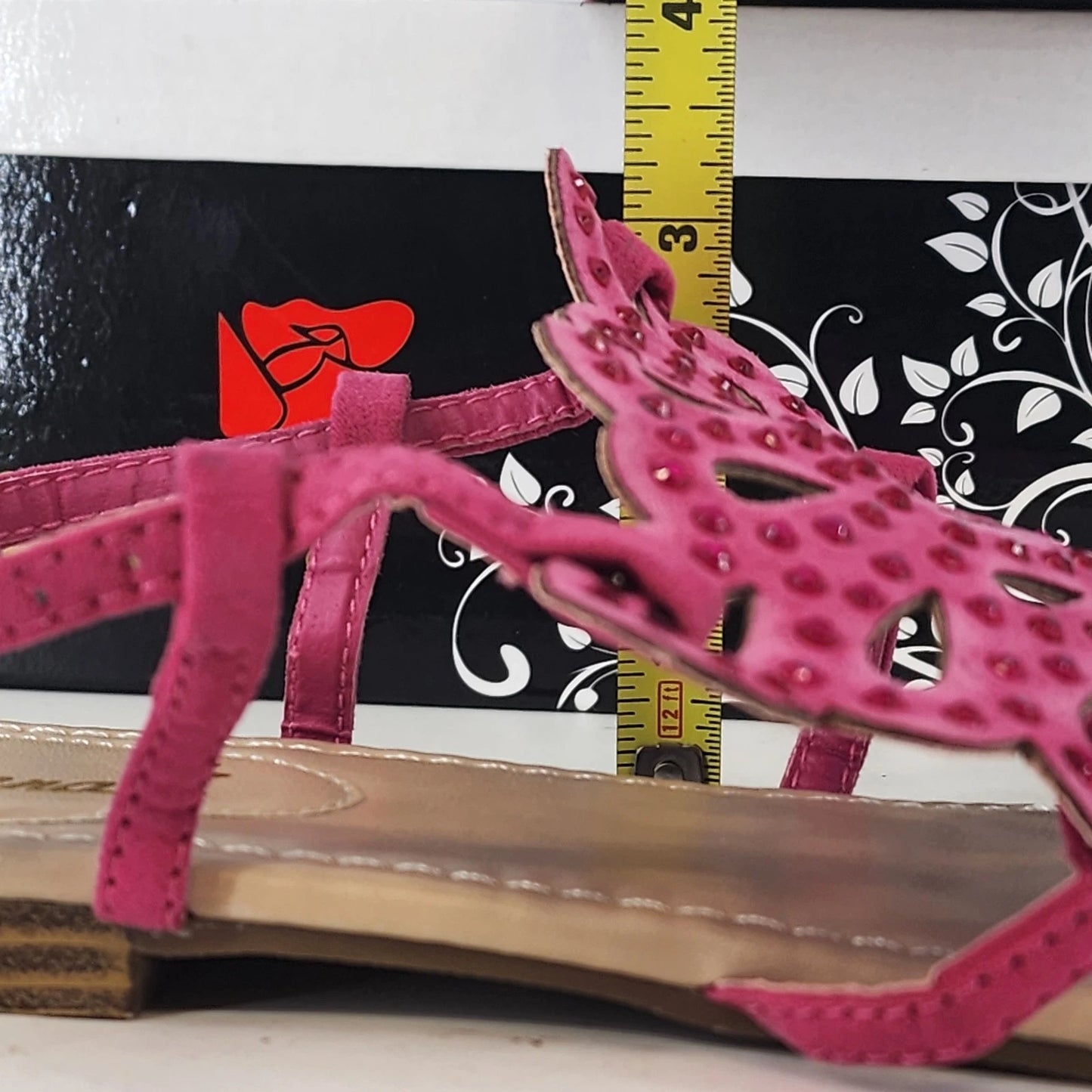 Anna Adele 1 Sandals Womens 8.5 Fuchsia Rhinestone Flats