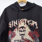 Romwe Men's Sinister Grunge Hoodie Black Poly Knit Streetwear Graphic Goth Sz M