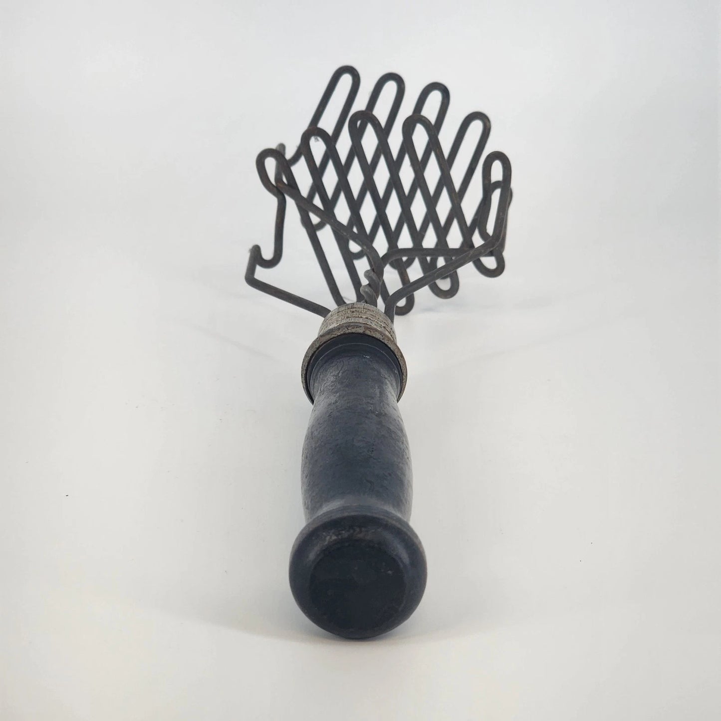 Double Wire Potato Masher Black Wood Handle Spring Action Twisted Wire Vintage