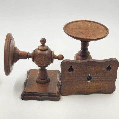 Set of 2 Teakwood Wall Sconce Candle Holders 6"H Fits 4" Candles Natural Wood