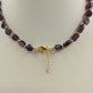 Statement Necklace with Gold Tone Beads and Glossy Natural Amethyst 18" Jewelry