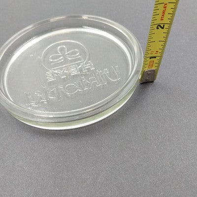 Heye Viktoria German Glass Jar with Ad Print Lid Collectible Pot Cover Vintage