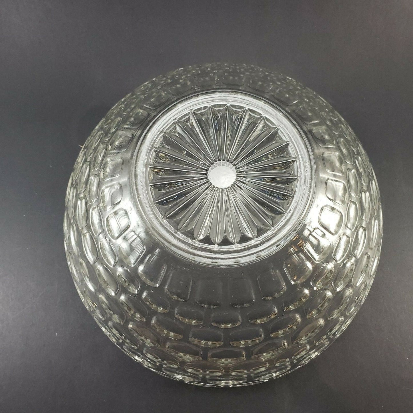 Vintage Federal Glass Thumbprint Iridescent Punch Bowl Set 7 Cups Ladle
