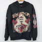 Romwe Men's Sinister Grunge Hoodie Black Poly Knit Streetwear Graphic Goth Sz M