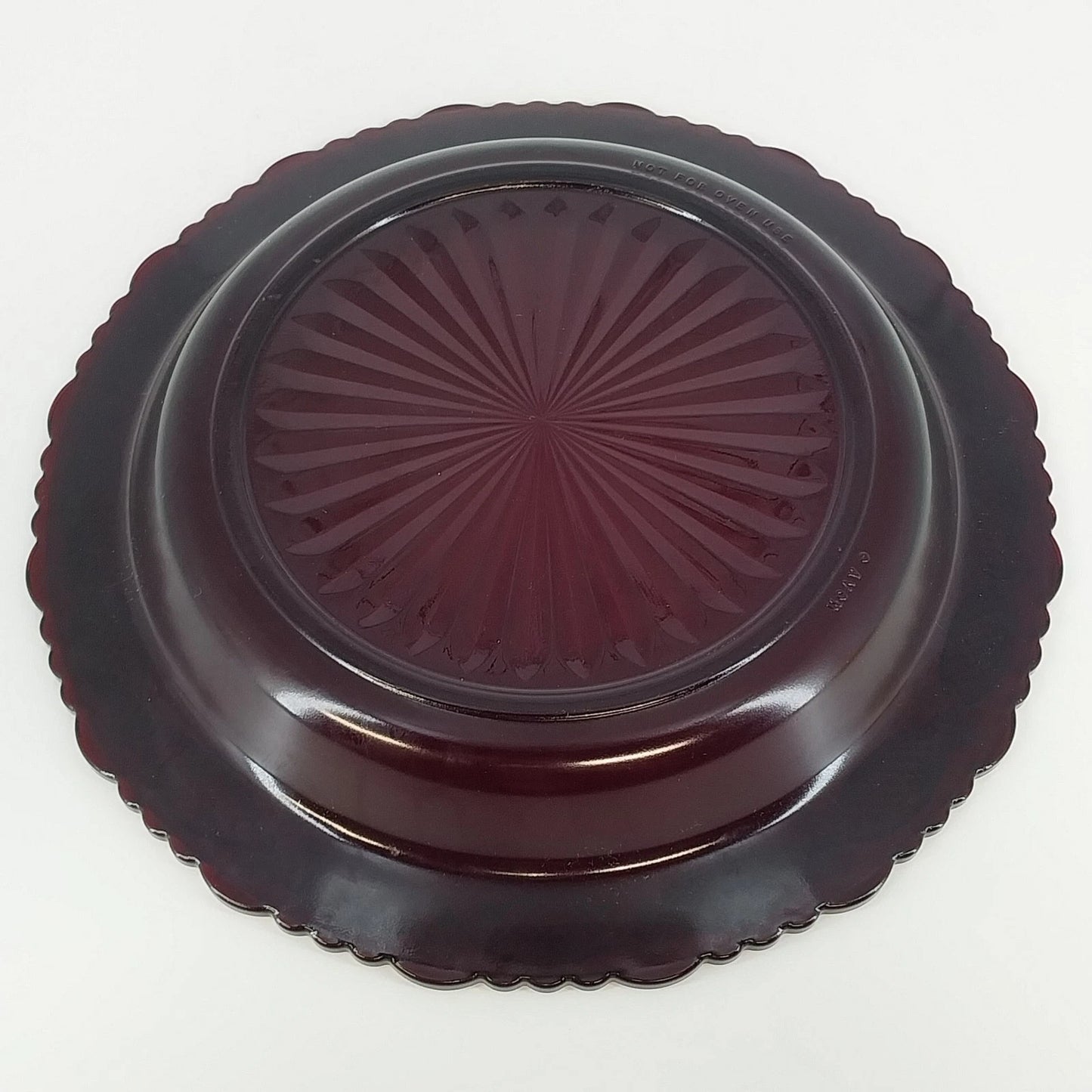 Avon Cape Cod Ruby Red Glass Bowl Pie Plate Roman Rosette Pattern Collectible