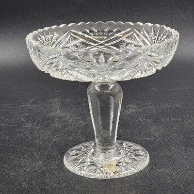 American Brilliant Hand Cut Glass Lead Crystal Pedestal Compote Candy Dish 5.25"
