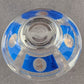 Hazel Atlas 2pc Chip and Dip Glass Bowl Set Blue Gold Grapes Wheat Pattern Faded