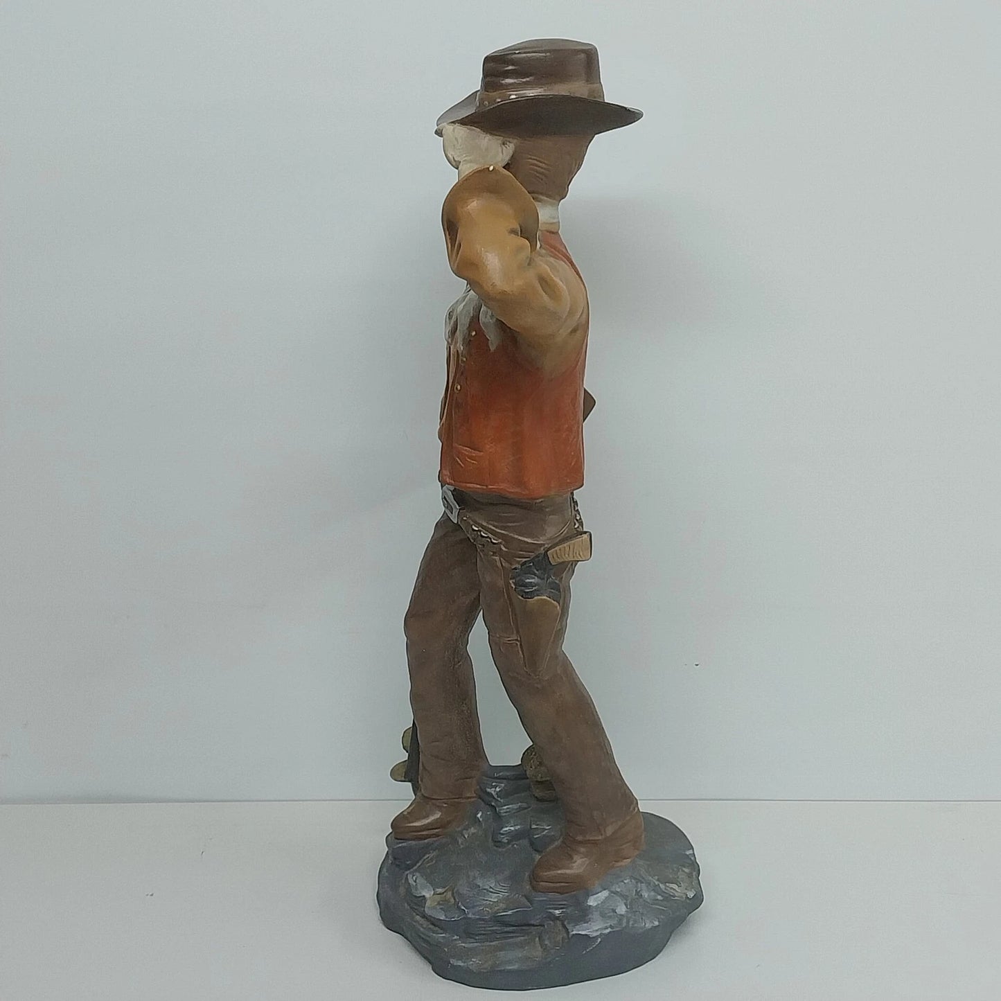 Atlantic Mold Cowboy Figurine 24in Ceramic Statue Rifle Revolver Western Vintage