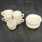 Miniature Tea Set Hand Made White Studio Porcelain Cups Saucers 2" 10pc Vintage