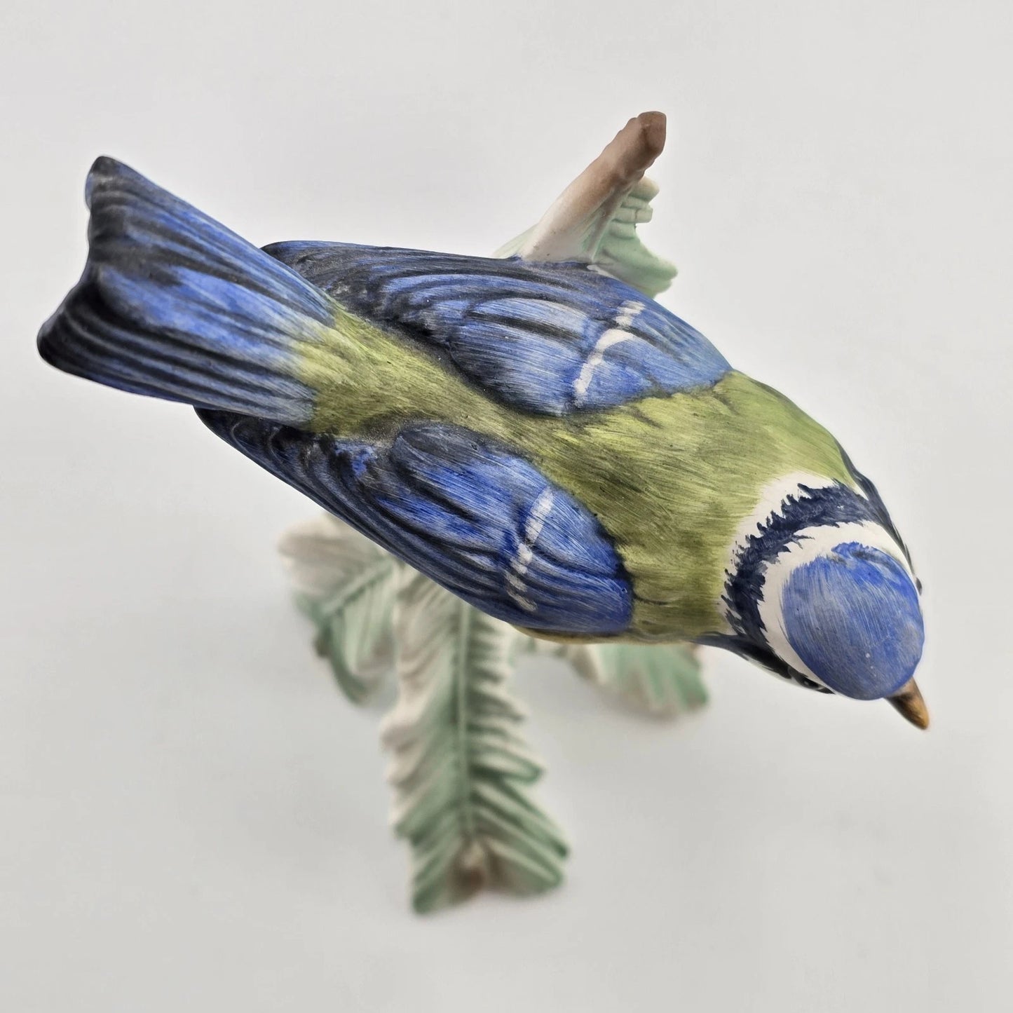 Goebel Blue Titmouse Bird on Branch Figurine 1970s W Germany Porcelain Matte 6"