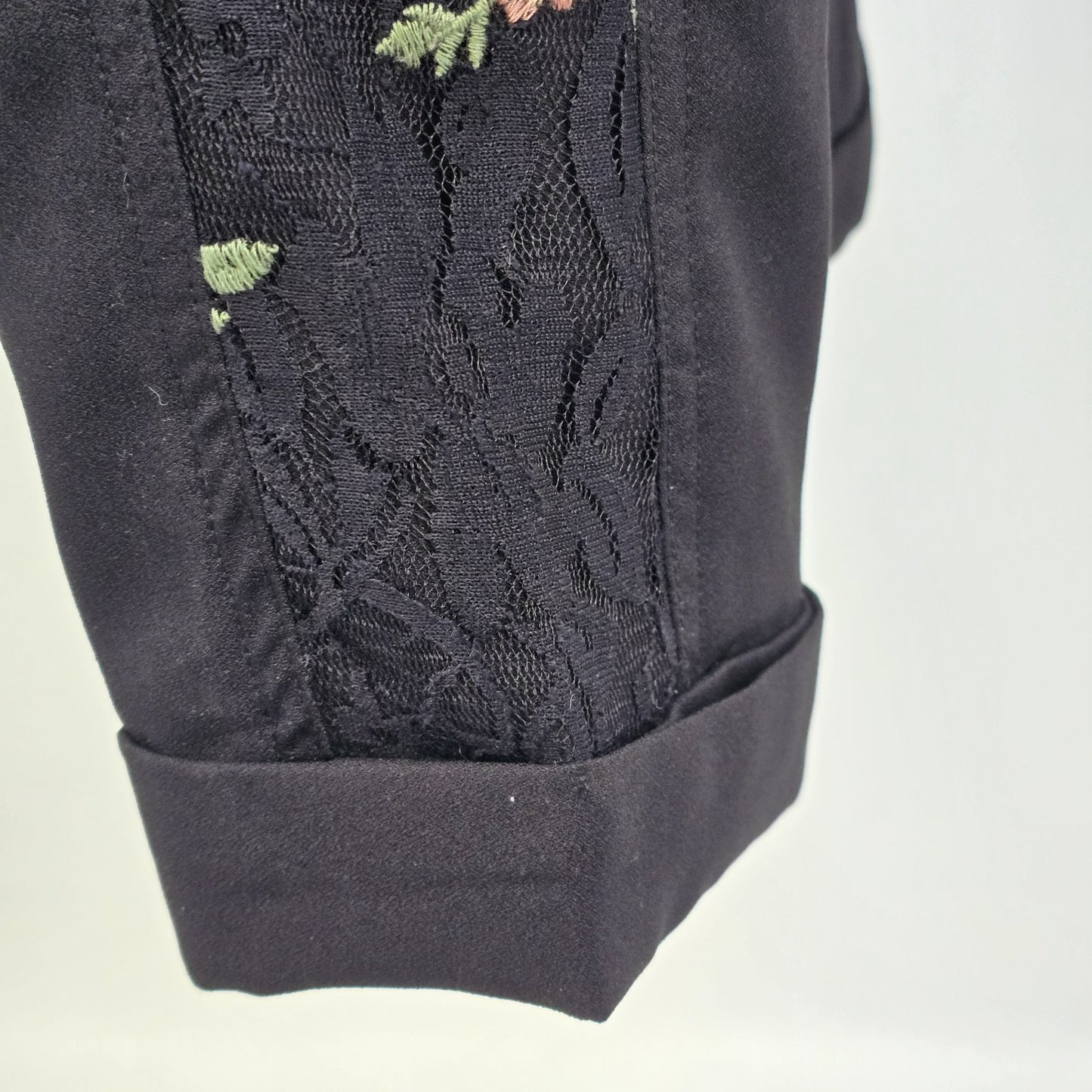 Knox Rose Gray Jogger Casual Cargo Pants Embroidered Floral Elastic Waist Large