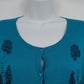 Vertical Designs Blue Sweater Cardigan Button Long Sleeve Beaded Floral Large