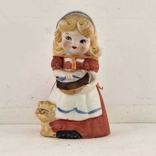 Adorabelles Bell Porcelain Bisque Girl w Cat by Jasco 1978 Taiwan Vintage w Tag