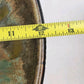 Ochre Green Glazed Pottery Bowl Basket Weave Outer Design Ceramic Lusterware 12"