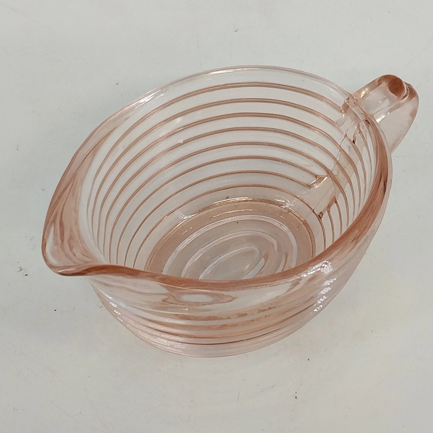 Anchor Hocking Depression Glass Creamer 5" Manhattan Pink Horizontal Ribbed Vtg