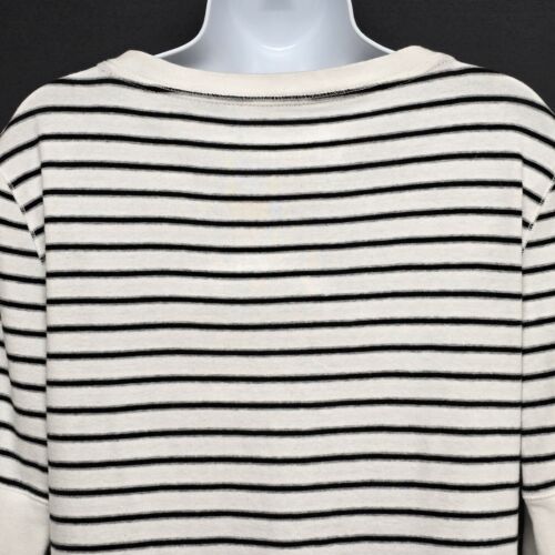 Calvin Klein Performance T-Shirt XL Women's White w Black Stripe V Neck 1/2 SL