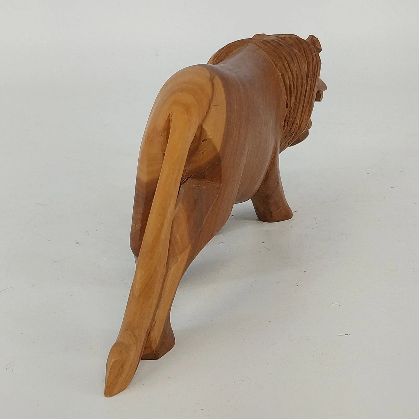 Hand Carved Wood Lion Sculpture Roaring African Folk Art Figure 9" Vintage
