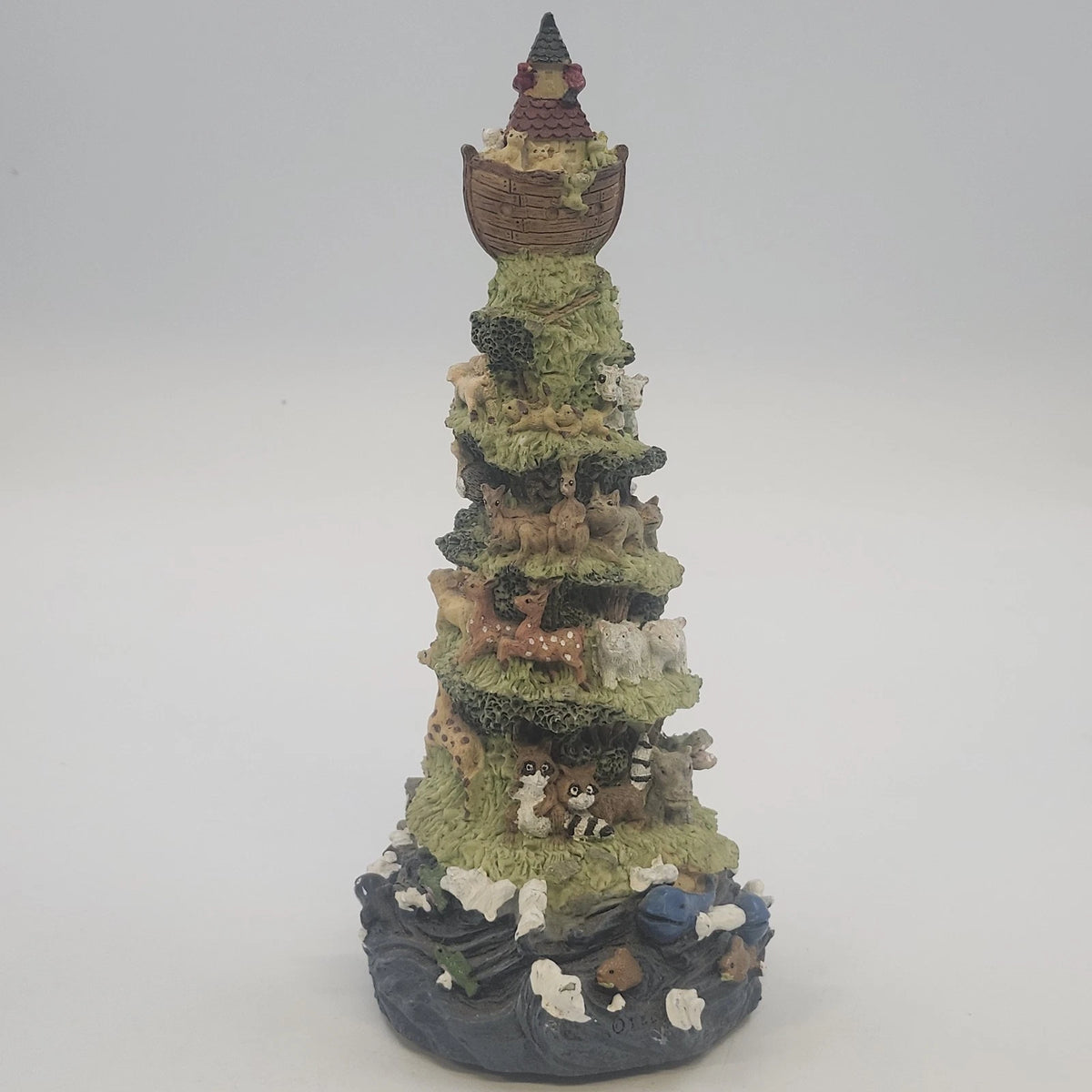 Noah's Ark Animal Spiral Tower Music Box Wildlife Figurine 10" Ceramic TLC China