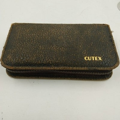 Cutex WW-II Men's Travel Grooming Zippered Leather Case Box Open Inside