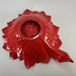 Poinsettia Flower Serving Bowl Dish 13" Vintage 70s Christmas Red Green Ceramic