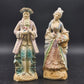 Colonial Man & Woman Figurines 10.5" Painted Porcelain Bisque Occupied Japan