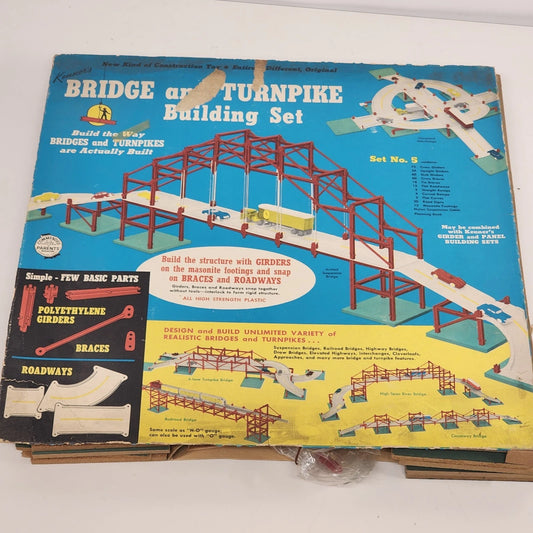 1958 Kenner Bridge & Turnpike Building Toy Set No. 5 Partial Set USA Made Vtg