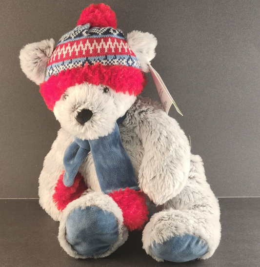 St Jude Children's Gentle Treasures Plush Teddy Bear Red And Blue Hat Scarf