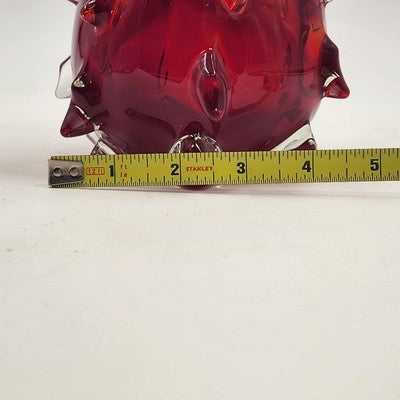 Pier 1 Glass Christmas Tree Figurine 8" Cranberry Red Tapered Cased Style