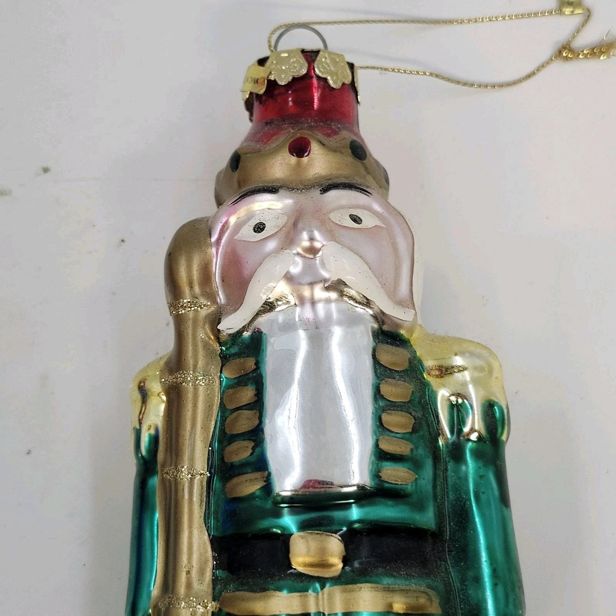 Blown Glass Nutcracker Soldier Christmas Ornaments 4 Piece 7.5" Hand Painted Vtg