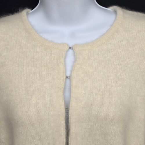 Xhilaration Women's Cream Angora Rabbit Hair Sweater Lg Hook-Eye Front Cardigan