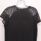 Torrid Women's Black Blouse Top Size 0 Plus Floral Lace Cap V-Neck Short Sleeve