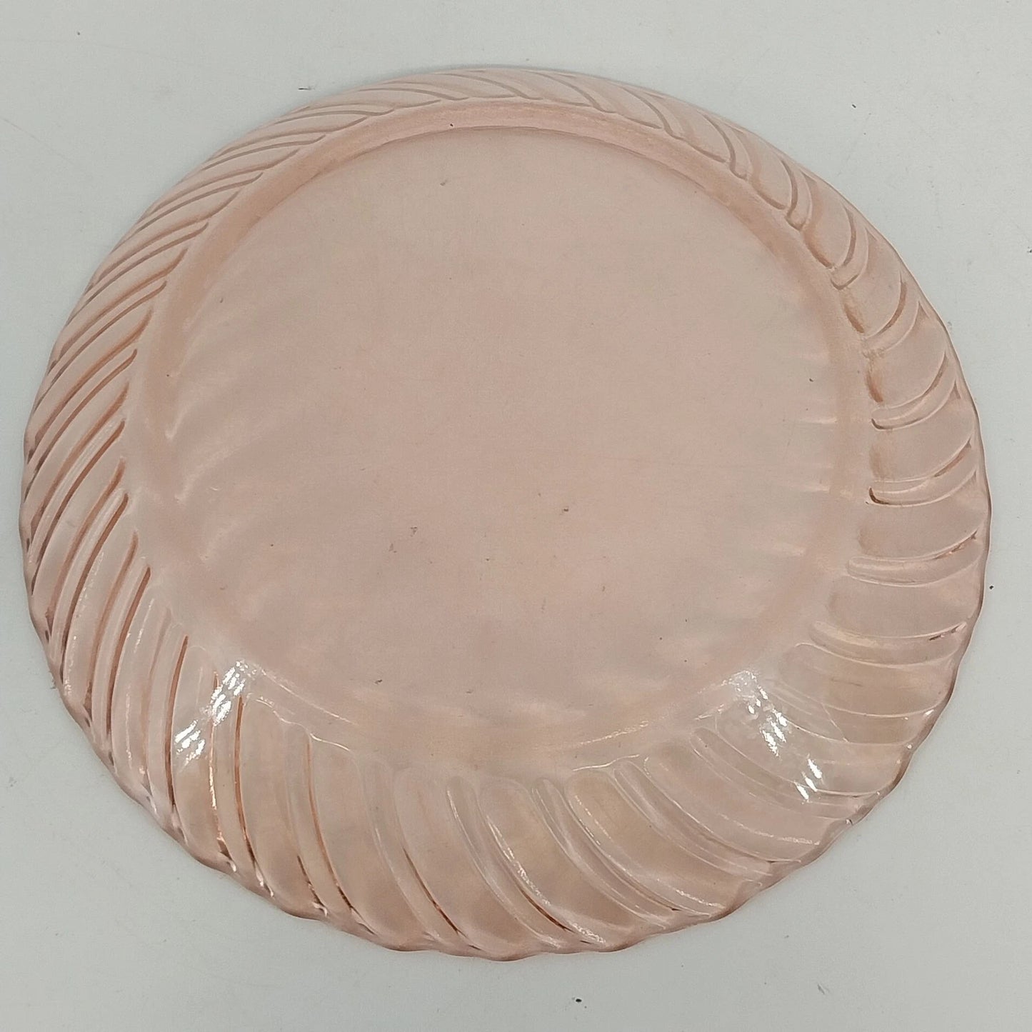 Fortecrisa Pink Swirl Ribbed Glass Coupe Soup Bowl 8.5” MCM Tableware Mexico Vtg