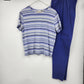 Sonoma Life Style 2 Pc Set Women's L Striped Top Blue Pants Cotton Loungewear