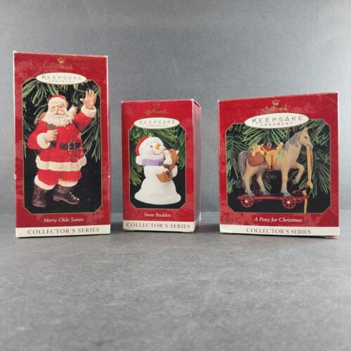 3 Hallmark Keepsake Collector's Series Christmas Ornaments from 1999 Boxed Vtg