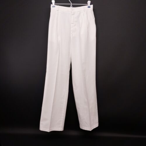 White Cotton Slacks Size Small w/ Side Pockets Straight Leg Casual Pants No Tags