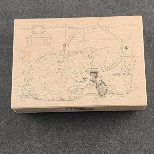 Stampa Rosa Kitten Kisses & Warm Tree Light Wooden Mounted Rubber Stamps Vtg