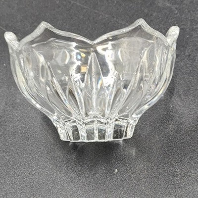 Gorham Crystal Lotus Pattern Creamer & Sugar Bowl with Lid Vtg Glass Set Germany