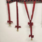 Red Black NOEL Wall Hanging Christmas Holiday Red Bows with Gold Bells 24.5"x9"