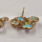 Crystal Aurora Borealis Colorful Sparkle Ball Quartz Gold Tone Fishhook Earrings