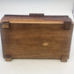 Jewelry Trinket Box 11" Carved Cedar Natural Wood Cottage Scene Footed Vintage