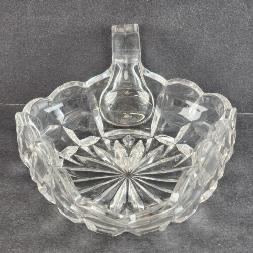 Duncan Miller Triangle Nappy Block Pattern Handled Candy Relish Dish Vintage 7"