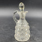Cruet Decanter with Handle Hand-Cut Crystal Elegant Table Décor Cube Pattern Vtg