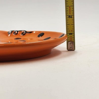 Grasslands Road Orange Pumpkin Plate Black Dots Pumpkin Patch Halloween Ceramic