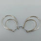 Silver Tone Double Oval Hoop Earrings Textured Inner Hoop Latch Back Jewelry