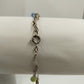Gold Tone Chain Ankle Bracelet w/ Frosted Multicolor Beads
