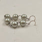 Sterling Silver 925 Triple White Gold Faux Pearl Dangle Drop Earrings 2"