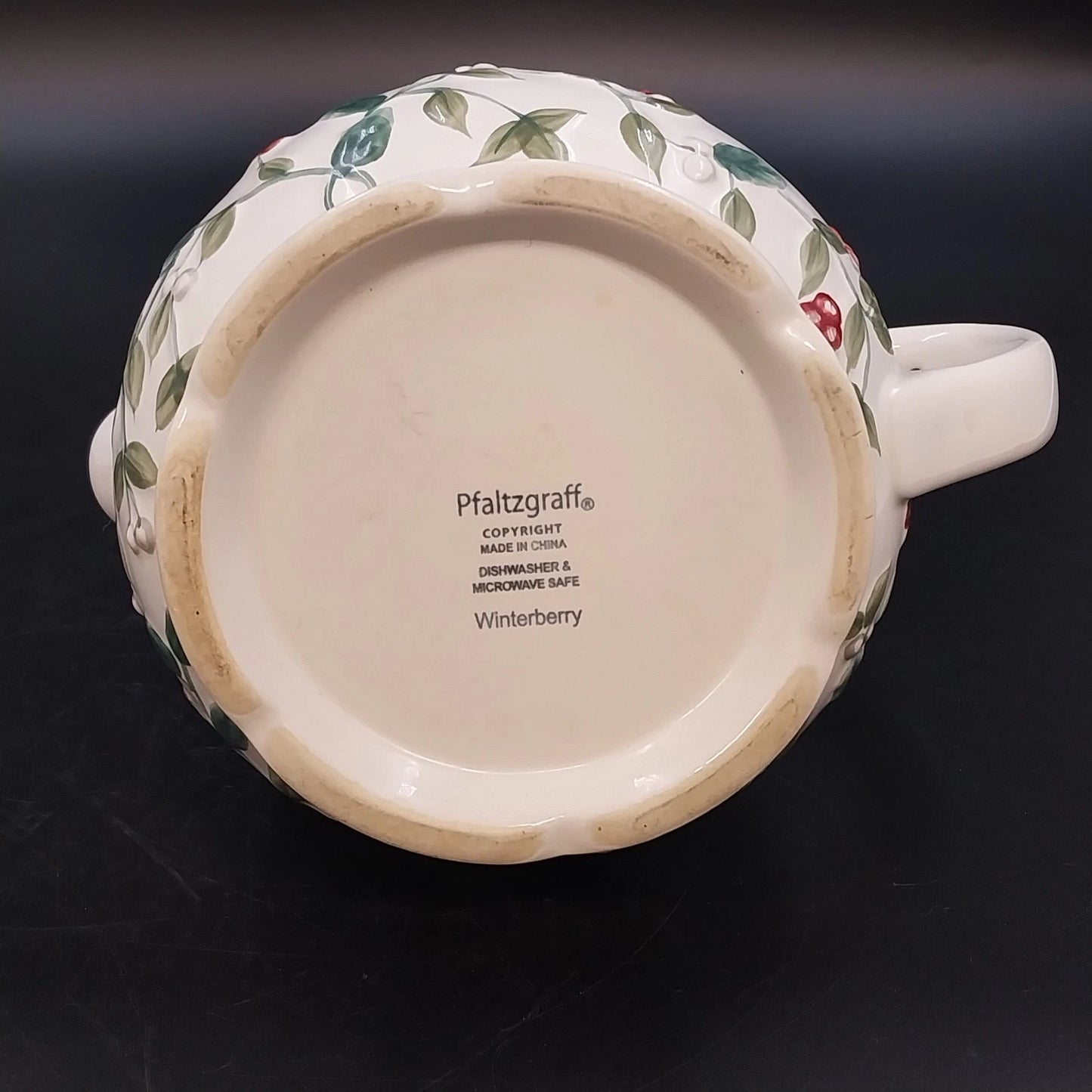 Pfaltzgraff Winterberry Sculpted Teapot With Lid Holly Berry Stoneware Vintage