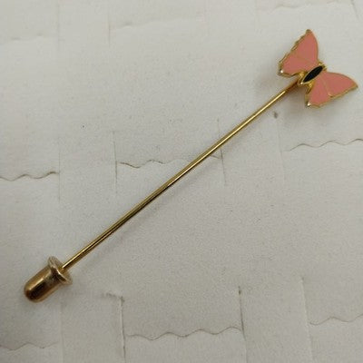 Monet Silver Tone Wire Small Butterfly & Gold Pink Butterfly Stick Pin Brooch