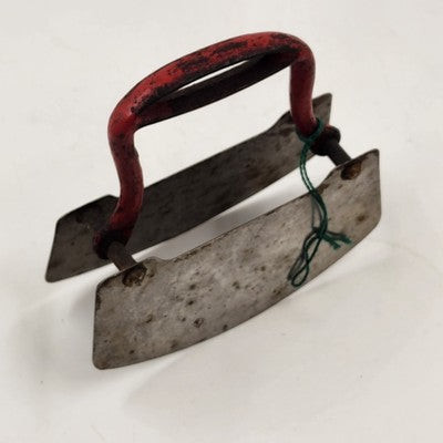 Acme Dual Blade Food Chopper Cast Iron Red Handle 5.25" Vintage Steel